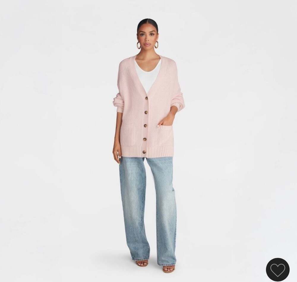 KBB by Kahlana V-Neck Button-Down Cardigan Sweater Pink Size S